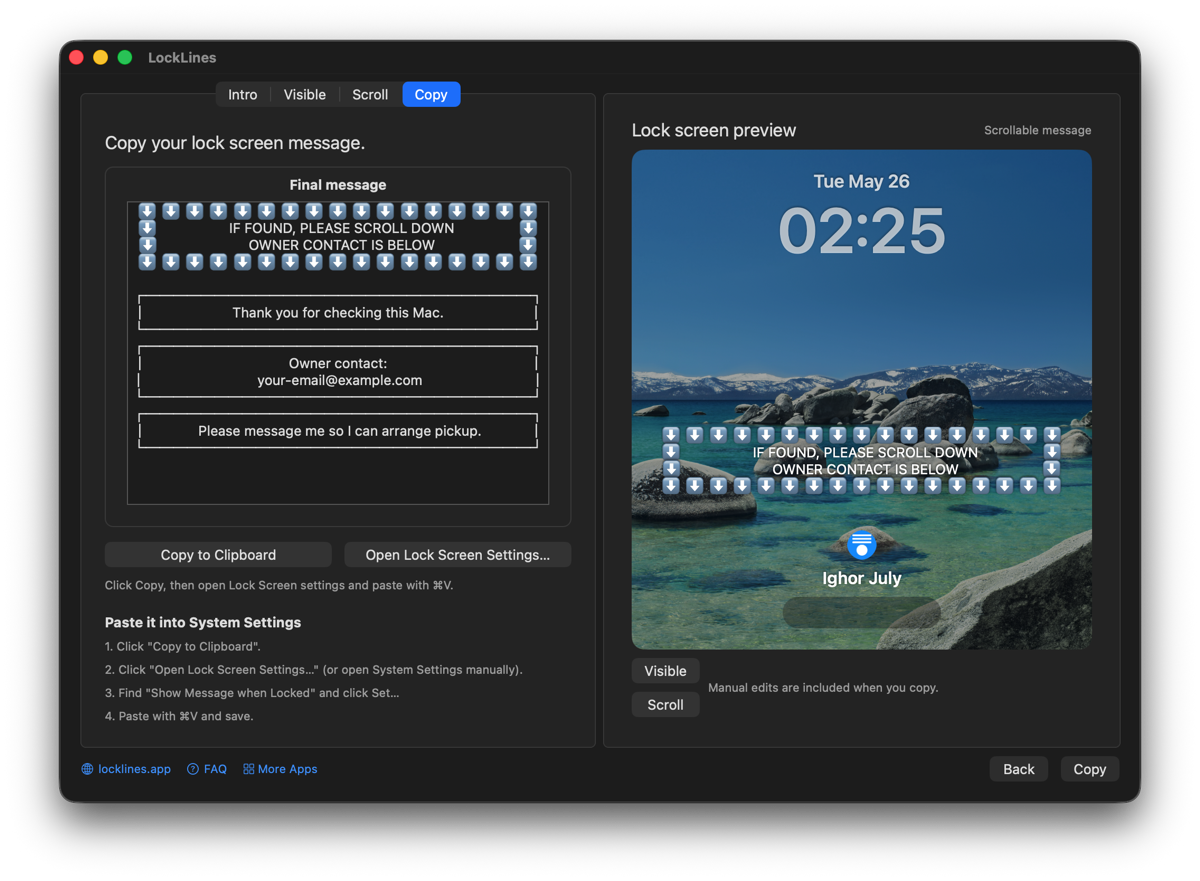 LockLines app preview