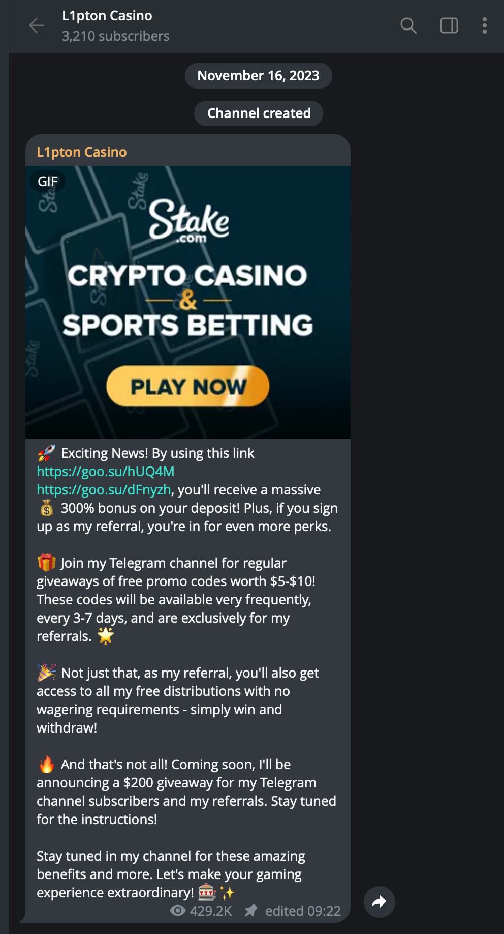 Archive snapshot showing the Telegram redirect