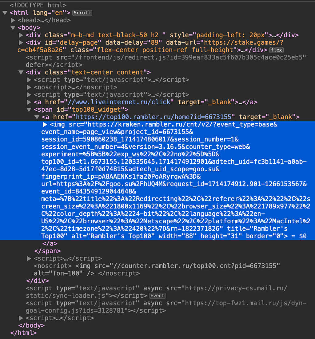 Redirect infrastructure associated with Russian domains
