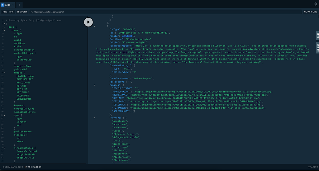 GraphQL query with expanded fields