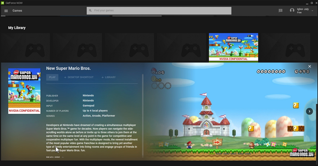 Super Mario Bros. Wii with NVIDIA Confidential label