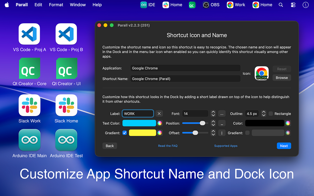 Parall shortcut creator